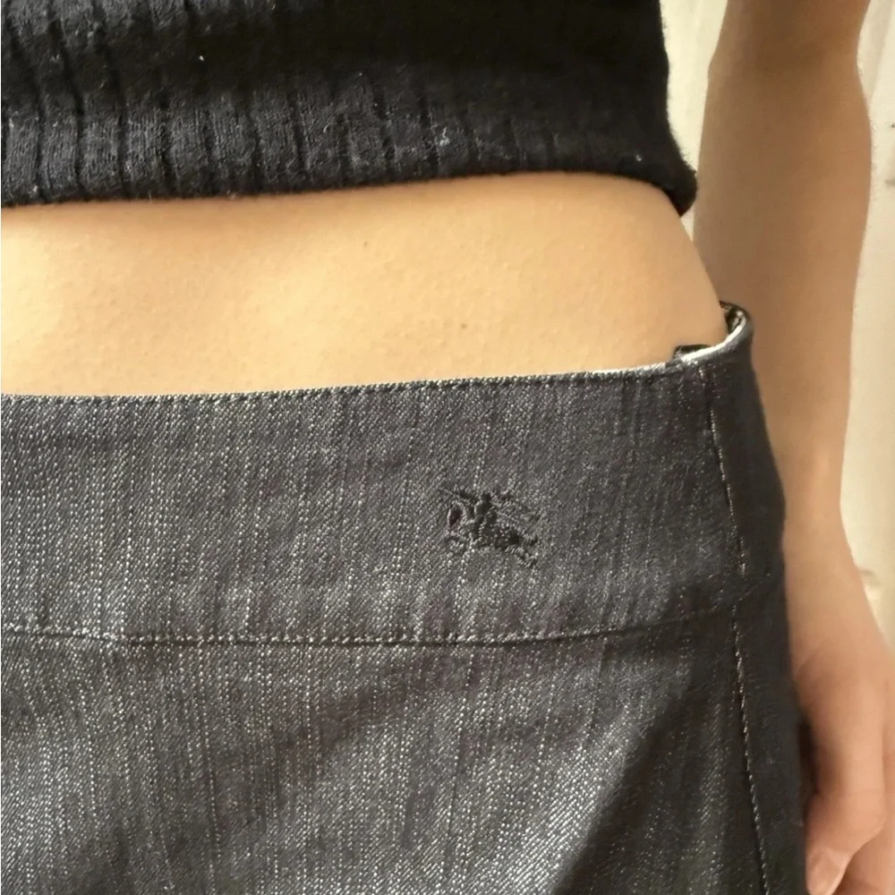 Burberry London Womens Black Pencil Skirt Pockets Zip Front Denim Straight 42 - Picture 6 of 17